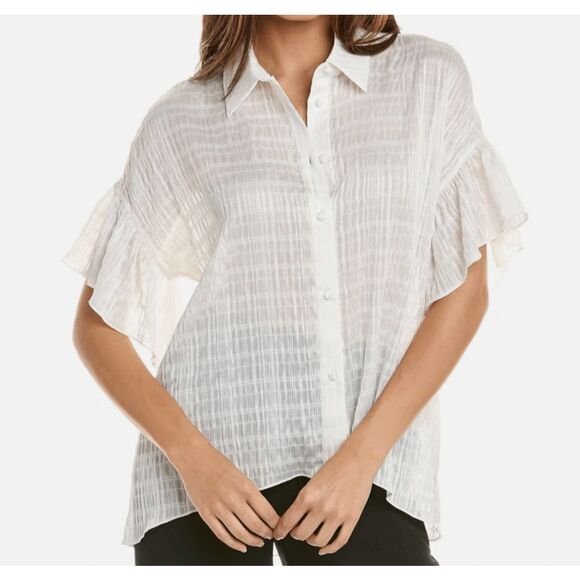 ALICE AND OLIVIA Edyth Shirt In White, Staple Blouse, Sz Small, MSRP $275 - Picture 1 of 9